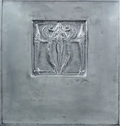 Decorative panel of beaten metal, 1898-99